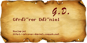 Gfrörer Dániel névjegykártya